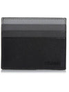 Logo Saffiano Ladder Card Wallet Gray Black - PRADA - BALAAN 1