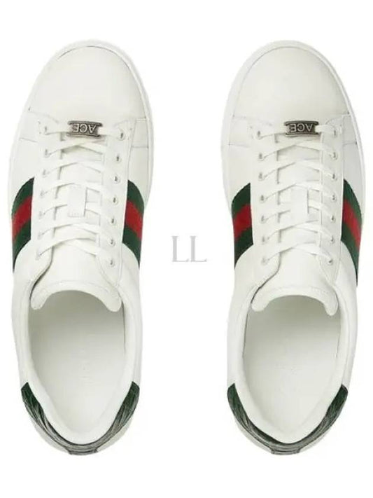 Ace Web Leather Low Top Sneakers White - GUCCI - BALAAN 2