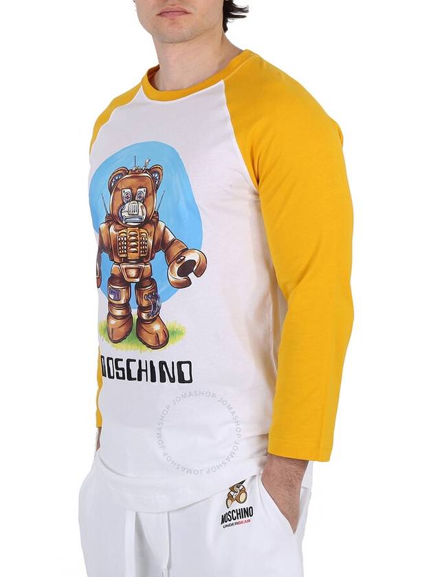 Men s Long Sleeve T Shirt Moschino White Sleeved Robot Print Brand Size 44 US 34 - MOSCHINO - BALAAN 3