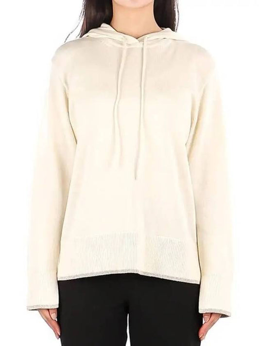 Women's Relax RELAXED Cashmere Cotton Hooded Top Beige - THEORY - BALAAN 2