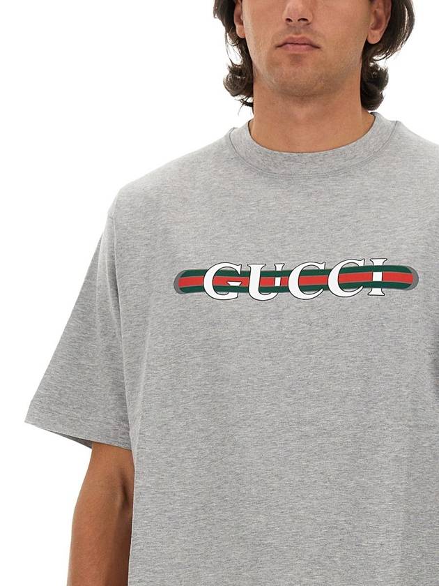 Logo print crew neck short sleeve t shirt gray - GUCCI - BALAAN 5