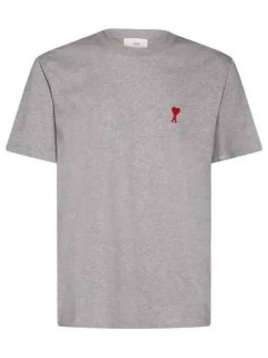 Small Heart Logo Short Sleeve T-Shirt Heather Grey - AMI - BALAAN 2