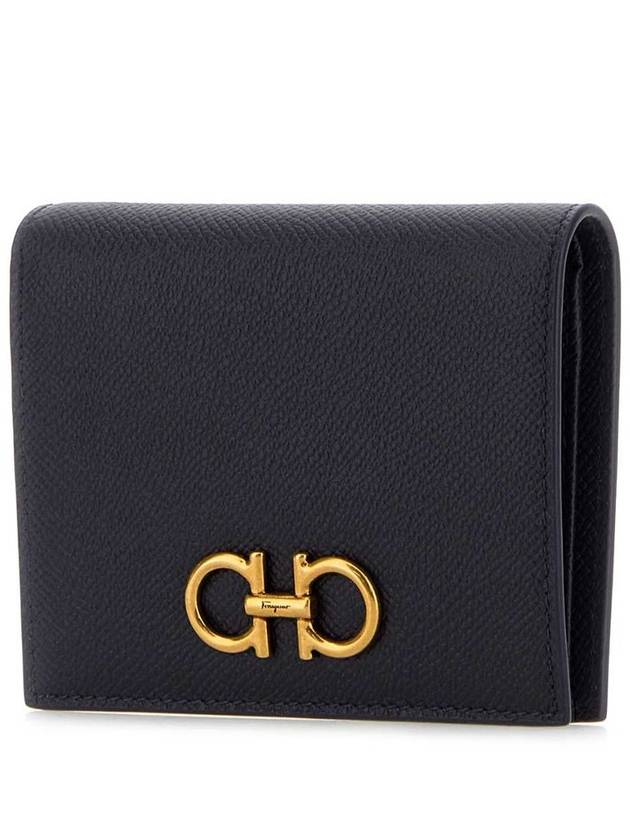 Gancini Compact Half Wallet Blue - SALVATORE FERRAGAMO - BALAAN 3