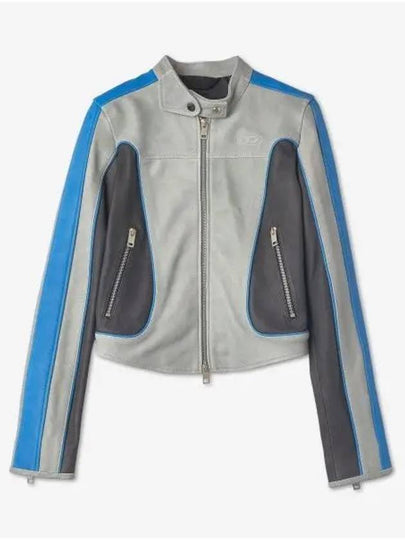 L Fox Biker Jacket Light Blue - DIESEL - BALAAN 2