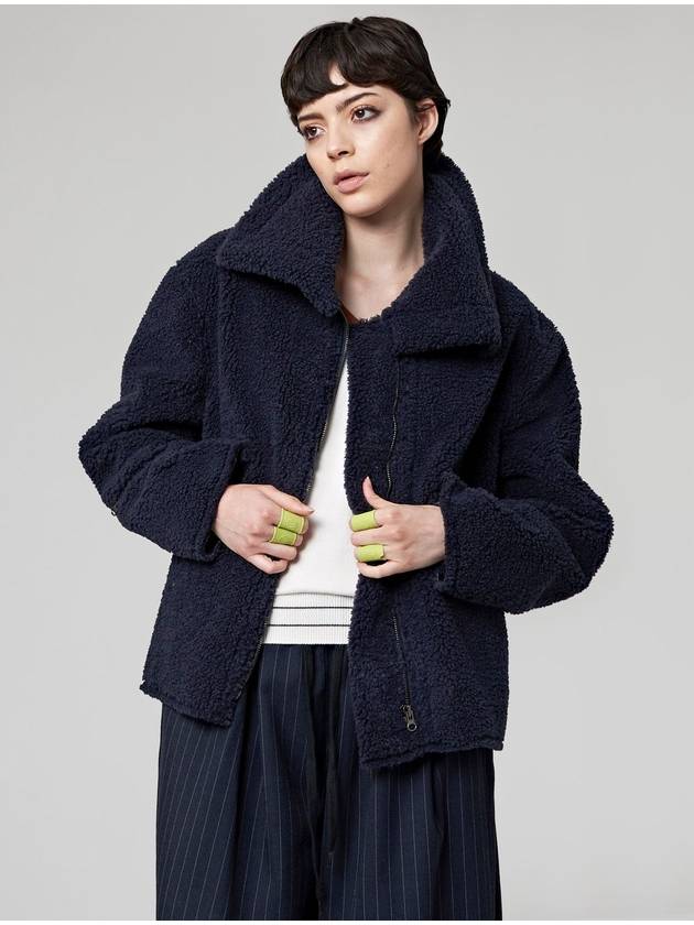 Fake Lambs Fur Jacket Navy - ATHPLATFORM - BALAAN 3