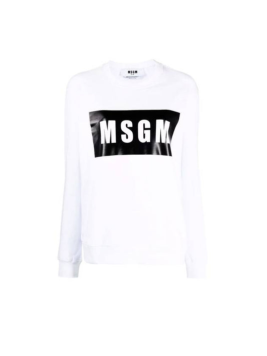 Square Logo Crew Neck Sweatshirt White - MSGM - BALAAN 1