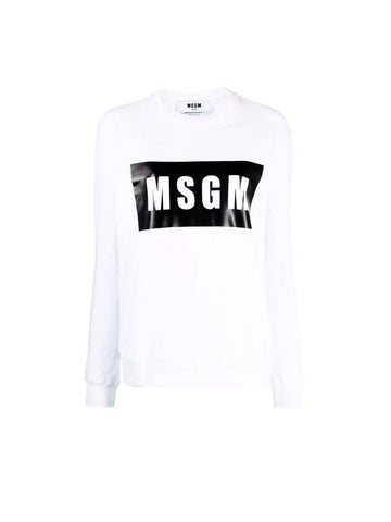 Box Logo Crew Neck Cotton Sweatshirt White - MSGM - BALAAN 1