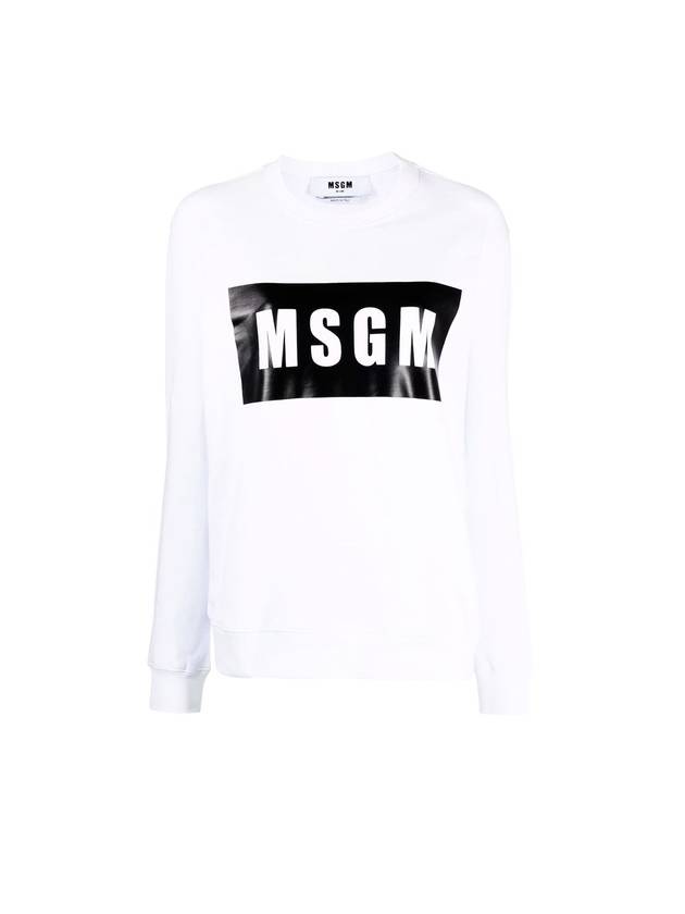 Box Logo Crew Neck Cotton Sweatshirt White - MSGM - BALAAN 1