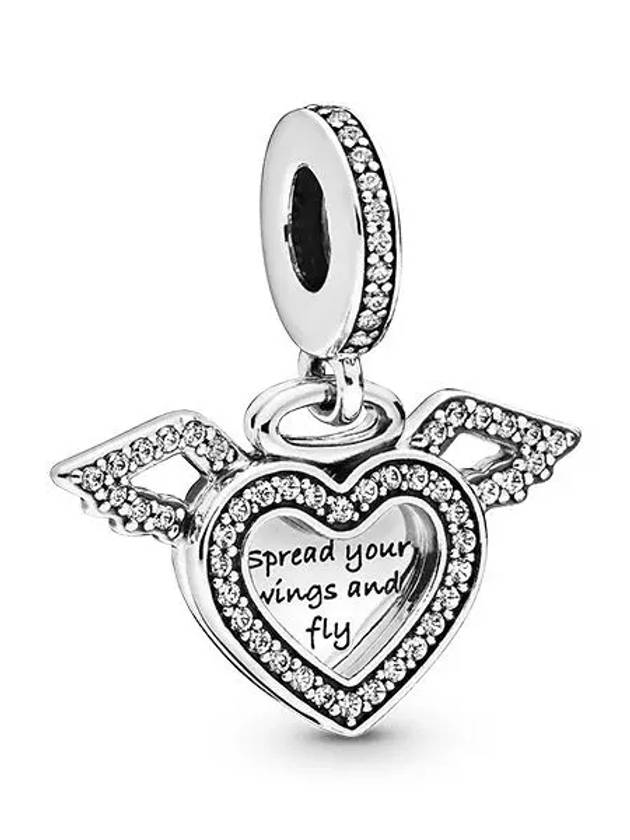 Heart Angel Wings Dangle Bracelet Charm Silver - PANDORA - BALAAN 3