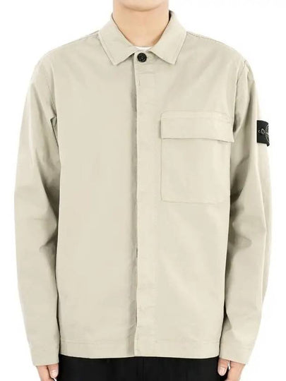 Supima Regular Fit Long Sleeve Shirt Beige - STONE ISLAND - BALAAN 2