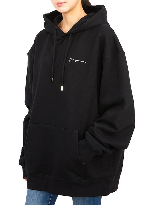 Le Brode Logo Cotton Hoodie Black - JACQUEMUS - BALAAN 6