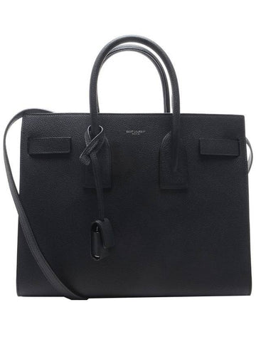 Small Grain Leather Tote Bag Black - SAINT LAURENT - BALAAN 1