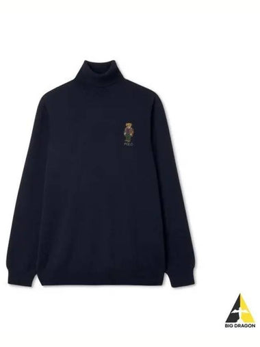 Polo Bear Wool Turtleneck Sweater Blue - POLO RALPH LAUREN - BALAAN 1