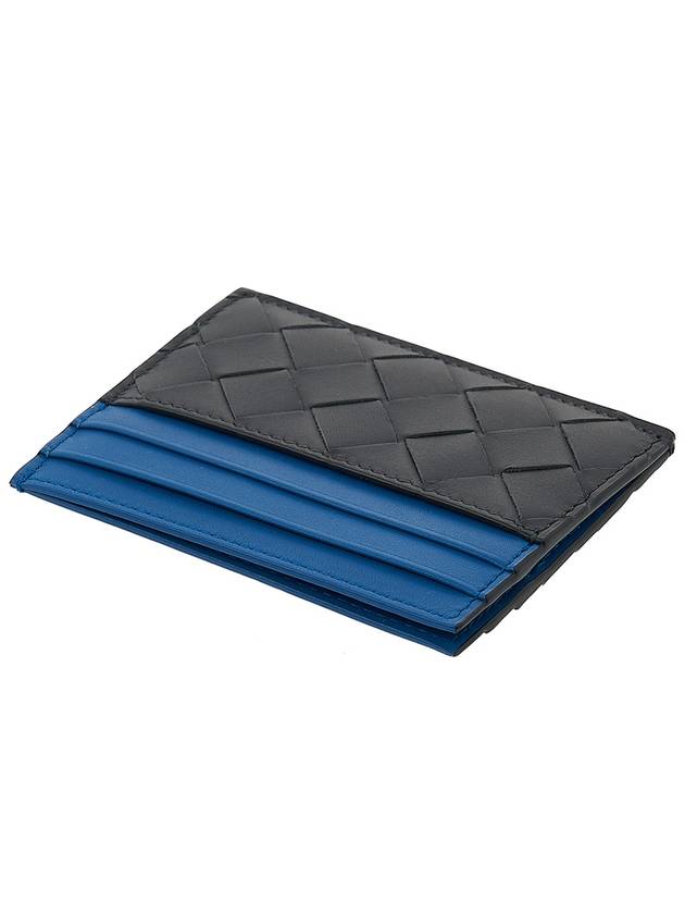 Intrecciato Two-Tone Card Wallet Blue Black - BOTTEGA VENETA - BALAAN 5