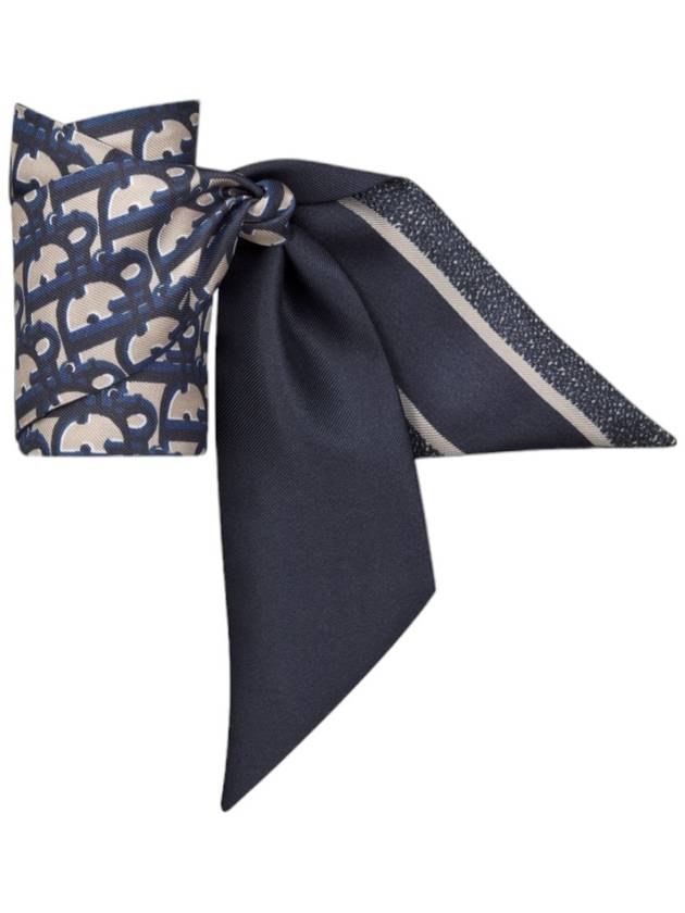 Oblique Mitzah Silk Twill Scarf Navy - DIOR - BALAAN 5