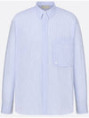 Couture Embroidery Striped Cotton Poplin Long Sleeves Shirt Light Blue - DIOR - BALAAN 2