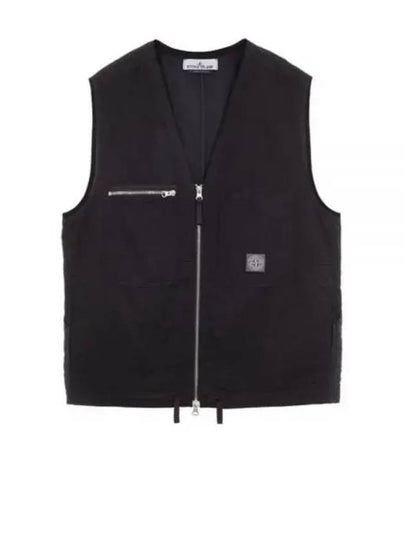 Cupro Cotton Twill TC Logo Patch Vest Black - STONE ISLAND - BALAAN 2