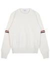 Men's Milan Stitch Armband Crew Neck Knit Top White - THOM BROWNE - BALAAN 2