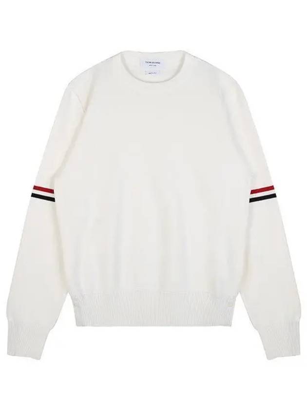 Men's Milan Stitch Armband Crew Neck Knit Top White - THOM BROWNE - BALAAN 2