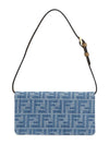 FF Logo Denim Shoulder Bag Blue - FENDI - BALAAN 4