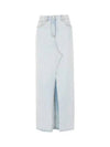 Central Split Denim Long A-Line Skirt Light Blue - MSGM - BALAAN 2