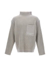 Marina Full Ribbed Pure Wool Mock Turtleneck Plaster Beige - STONE ISLAND - BALAAN 1