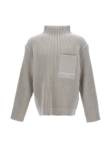 Marina Full Ribbed Pure Wool Mock Turtleneck Plaster Beige - STONE ISLAND - BALAAN 1