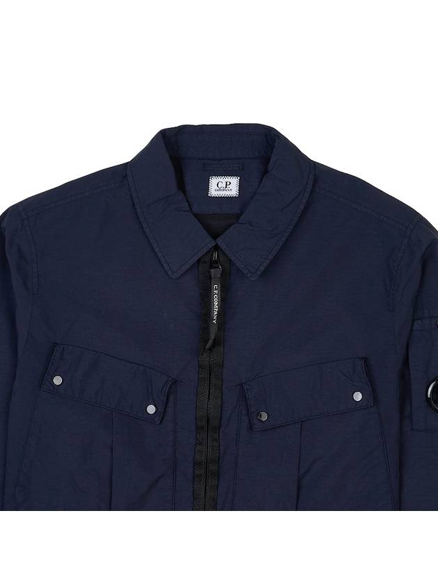 Lens Wappen Double Pocket Over Long Sleeve Shirt Navy - CP COMPANY - BALAAN 4