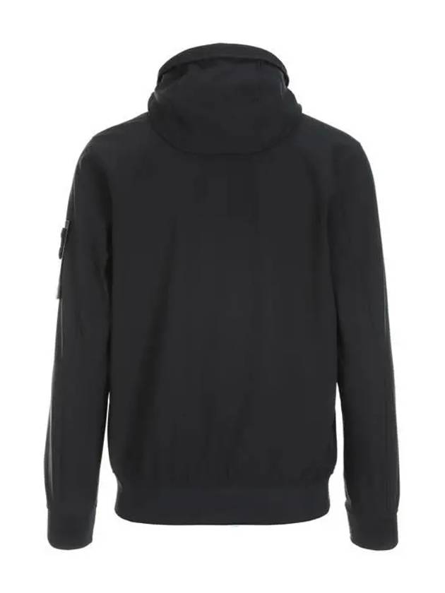 Men's Wappen Patch Softshell Zip Up Hoodie Black - STONE ISLAND - BALAAN 3