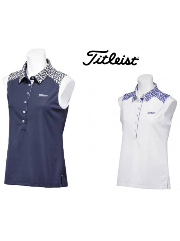 Golf Wear Cooling Kanoko Leaf Pattern No-Sleeve Short-Sleeve Polo Shirt TSWC2111 - TITLEIST - BALAAN 1