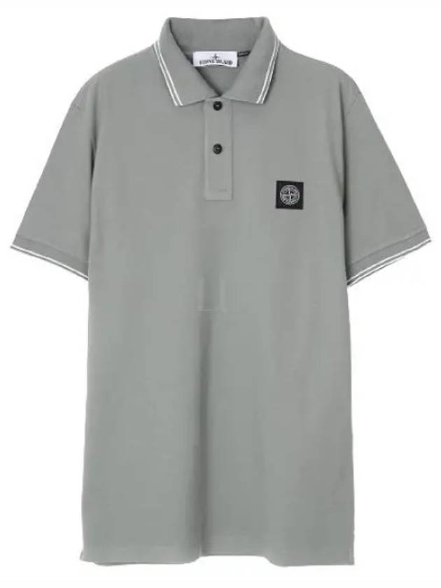 Logo Patch Short Sleeve Polo Shirt Sage Green - STONE ISLAND - BALAAN 2