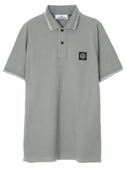 Logo Patch Short Sleeve Polo Shirt Sage Green - STONE ISLAND - BALAAN 2