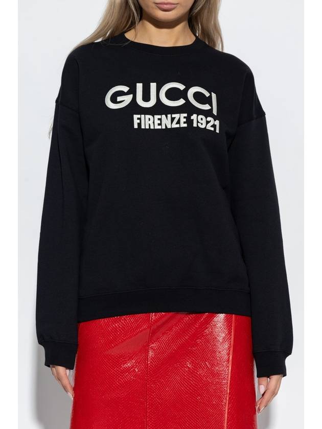 Logo Cotton Sweatshirt Black - GUCCI - BALAAN 4