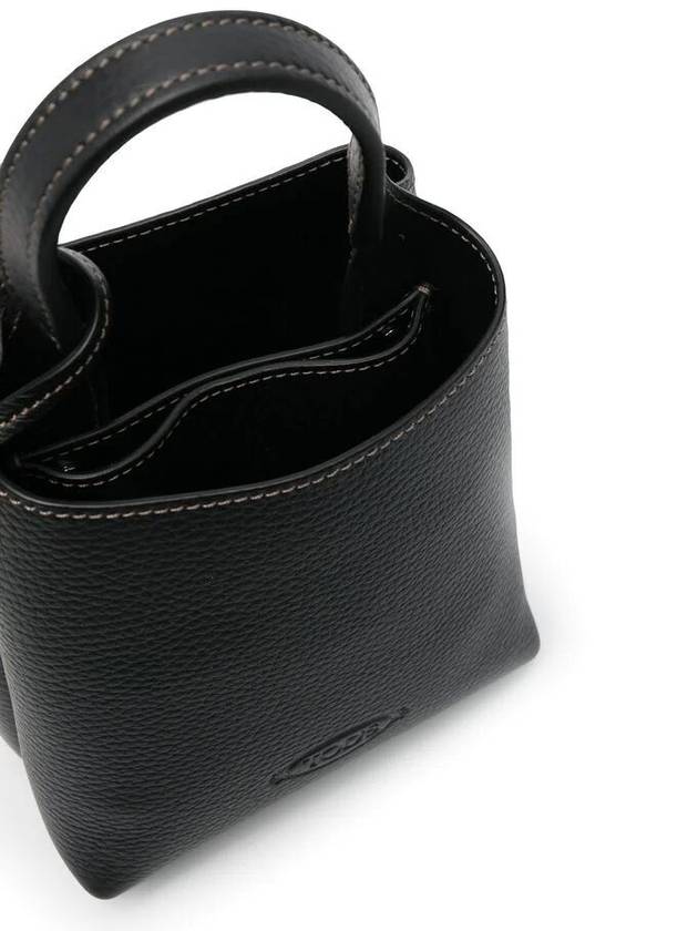 Micro Leather Mini Tote Bag Black - TOD'S - BALAAN 7