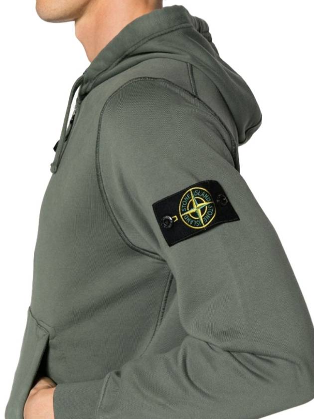 Logo Patch Cotton Fleece Hoodie Green - STONE ISLAND - BALAAN 6