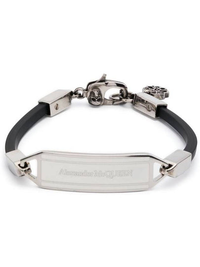 Logo Leather Bracelet Black Silver - ALEXANDER MCQUEEN - BALAAN 2