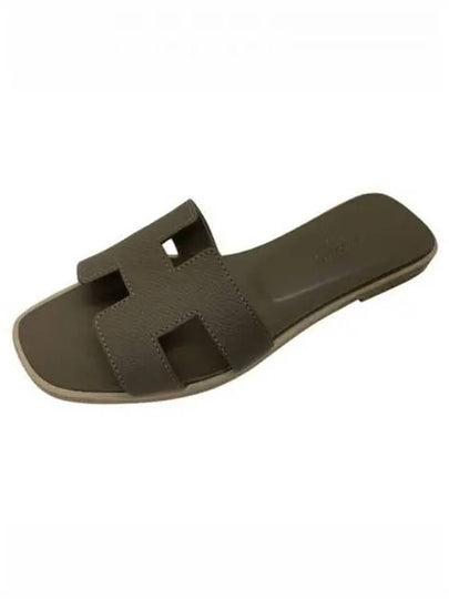 Oran Leather Sandals Etoupe - HERMES - BALAAN 2