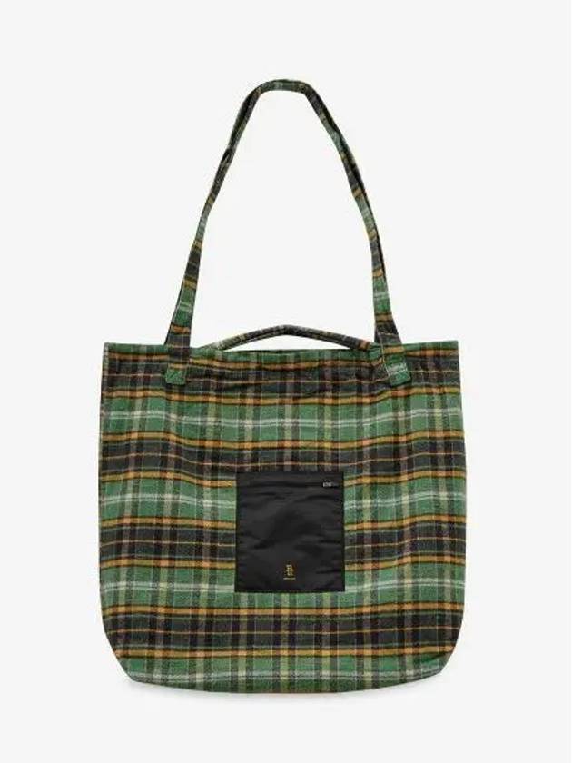 Large check pattern tote bag green WA047R203B - R13 - BALAAN 1