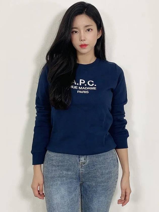 Women's Tina Logo Sweat Sweatshirt Navy - A.P.C. - BALAAN 2