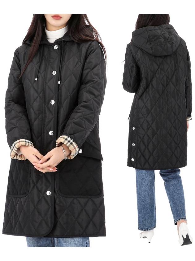 Diamond Quilted Hooded Single Coat Black - BURBERRY - BALAAN 2