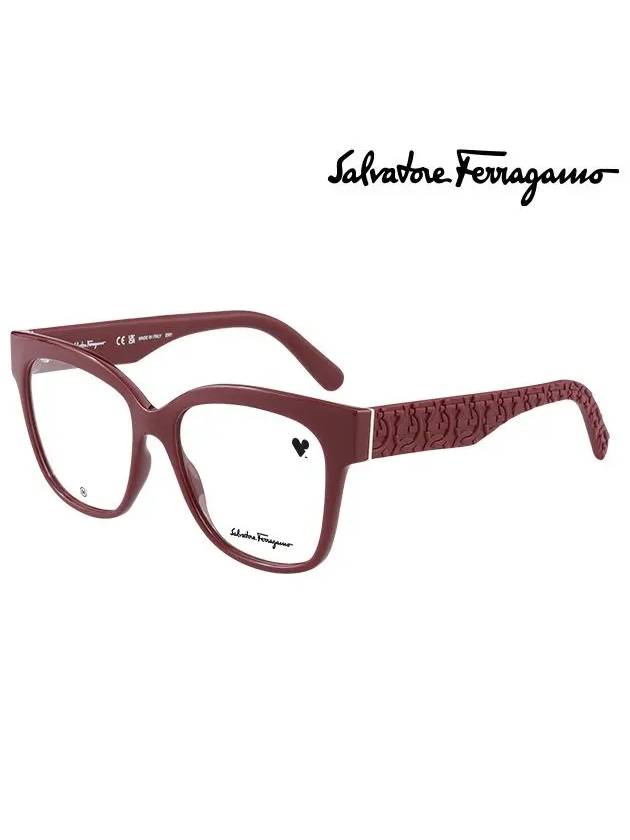 Women's Eyewear Square Frame Eyeglasses Burgundy - SALVATORE FERRAGAMO - BALAAN 2