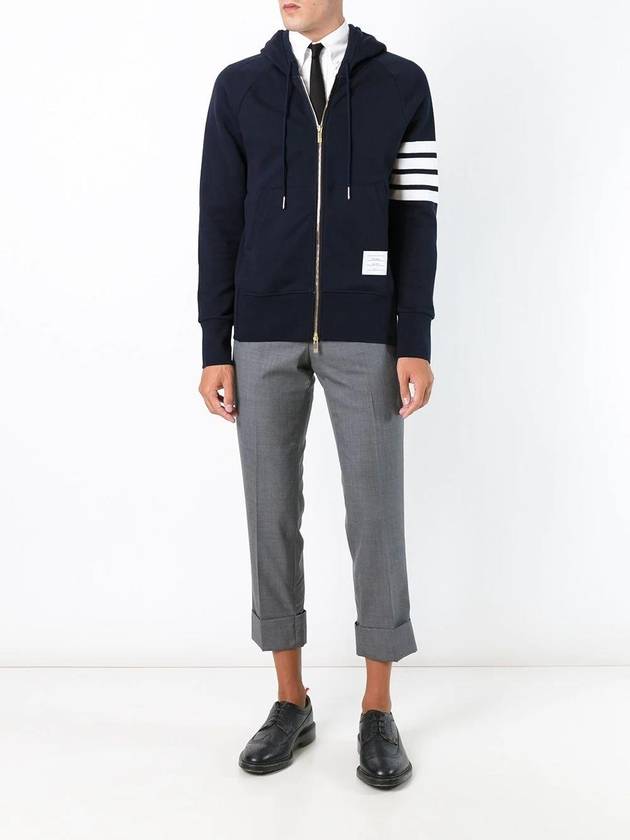 Engineered 4 Bar Diagonal Zip Up Hoodie Navy - THOM BROWNE - BALAAN 3