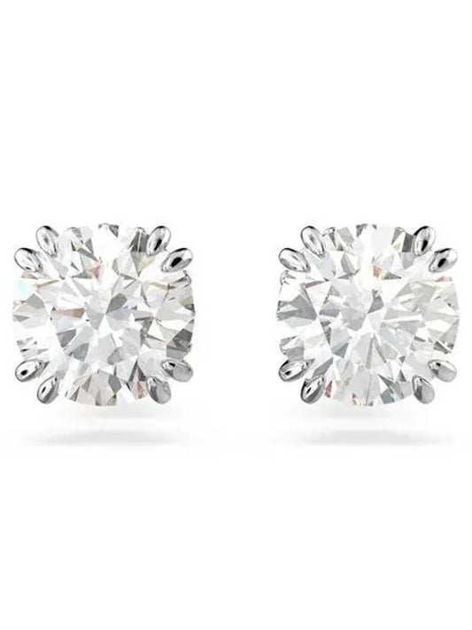 Stilla Round Stud Earrings White - SWAROVSKI - BALAAN 2