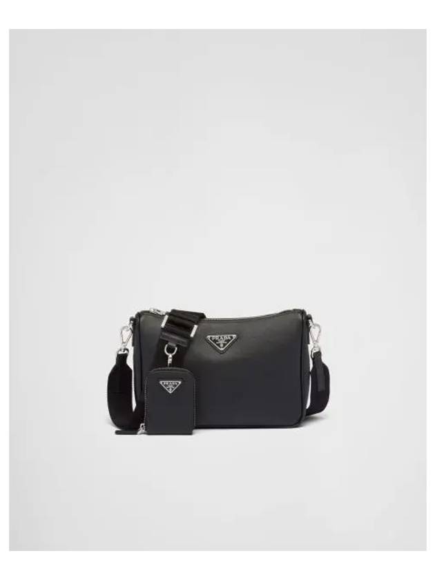 triangle logo leather shoulder bag black - PRADA - BALAAN 2