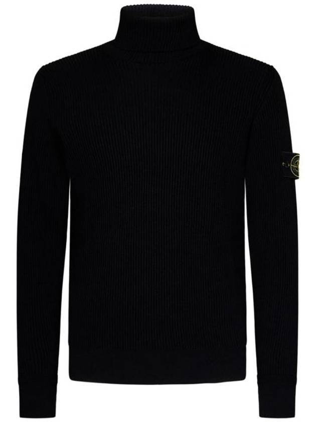 Men's Logo Patch Turtleneck Black - STONE ISLAND - BALAAN 1