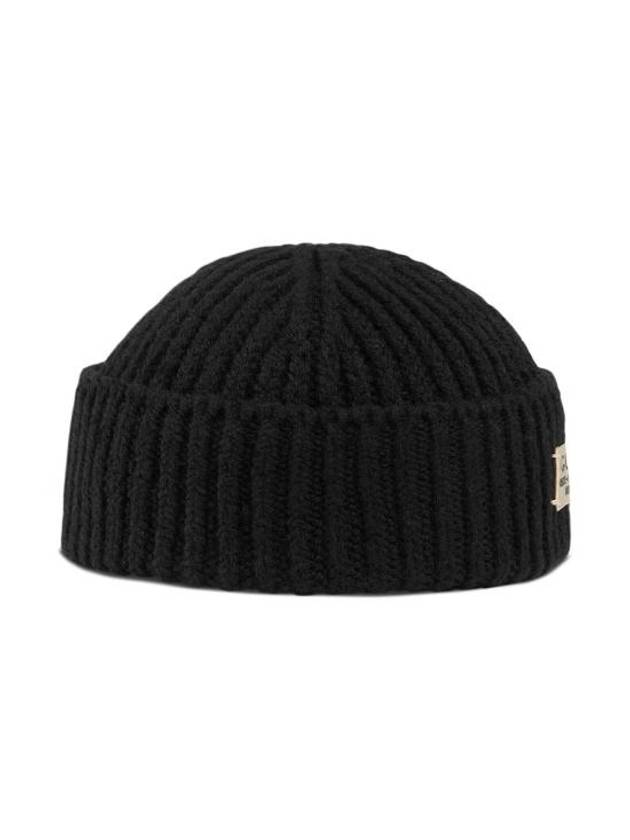 Rib Wool Label Beanie Black - GUCCI - BALAAN 3