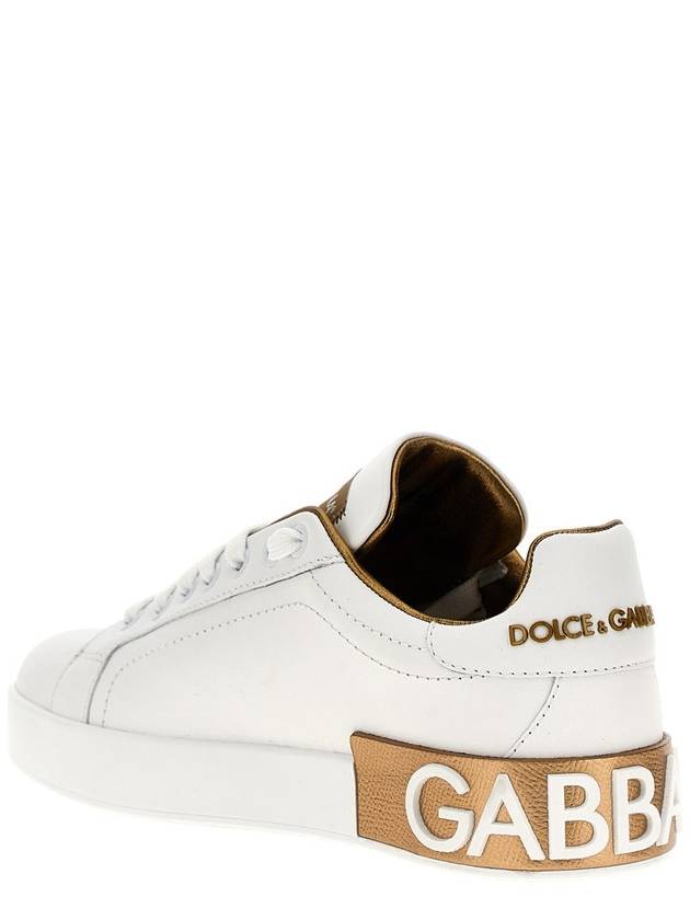 Metallic Logo Low Top Sneakers White - DOLCE&GABBANA - BALAAN 4