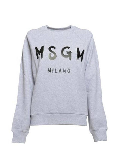 Milano Brushed Logo Print Crew Neck Sweatshirt Grey - MSGM - BALAAN 2