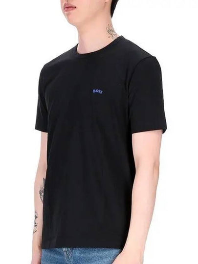 Curved Logo Short Sleeve T-Shirt Black - HUGO BOSS - BALAAN 2