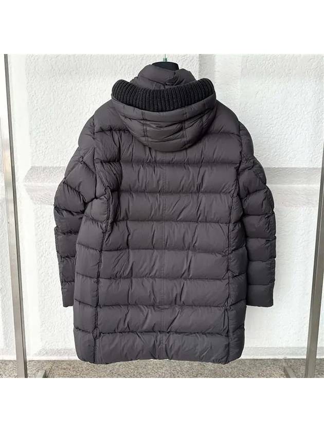 hood knit trim padded coat dark gray - HERNO - BALAAN 6